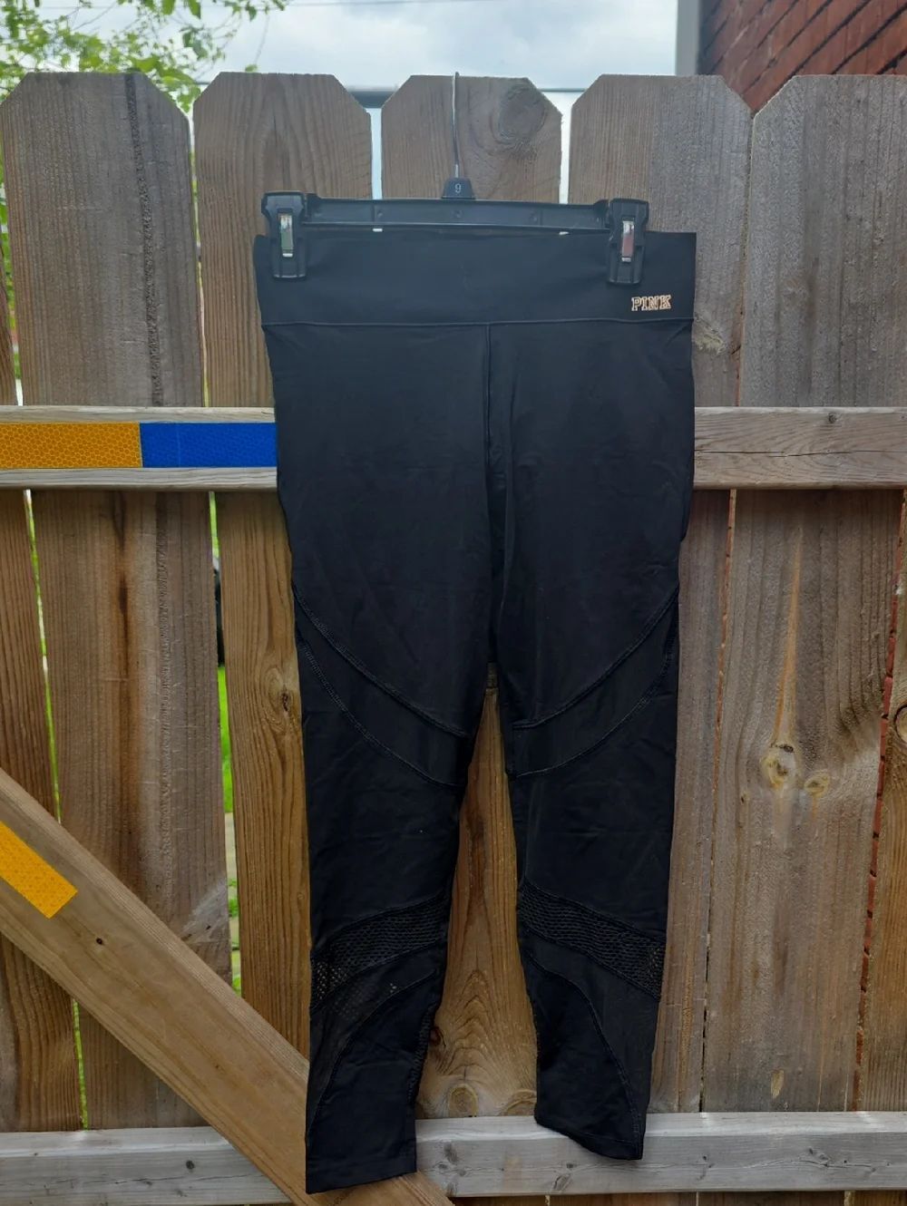 PINK Victoria's Secret Black Active Leggings with Logo Tag